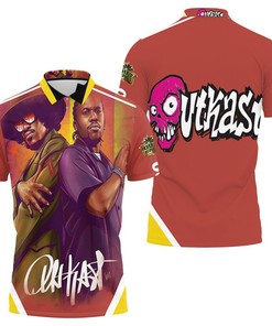 Outkast Portrait Vintage Polo Shirt in 3D All Over Print for Fans