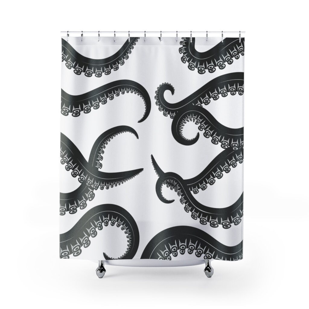 Oversized Octopus Shower Curtain | Tentacle Monster, Ocean Creature, Vintage Bathroom Shower Curtain
