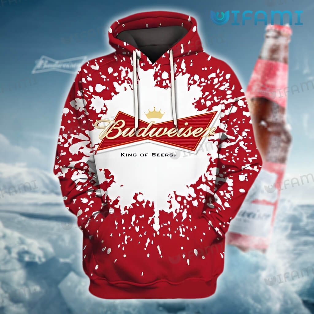 Paint Splatter Effect Budweiser 3D Hoodie Printful - Gift for Beer Lovers