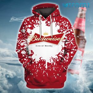 Paint Splatter Effect Budweiser 3D Hoodie Printful - Gift for Beer Lovers - Image 2