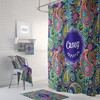 Paisley Monogram Custom Shower Curtain, Personalized Bath Mat and Towels Included for Best Shower Curtains Decor