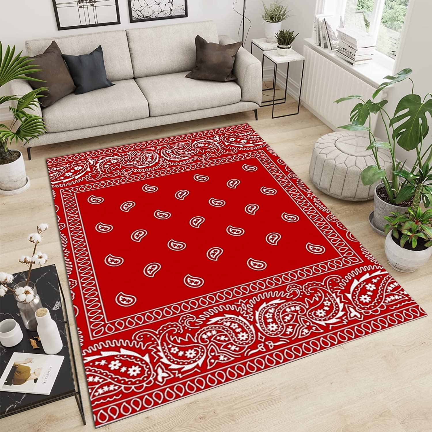 Paisley Pattern Easy to Clean Stain Kids Rugs, Machine Washable Breathable Durable Mat for Study Dining Room Décor - Image 2