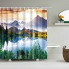 Panoramic Mountain Lake View Shower Curtain, Beautiful and Strong Fabric Bathroom Decor, Housewarming Gift Idea