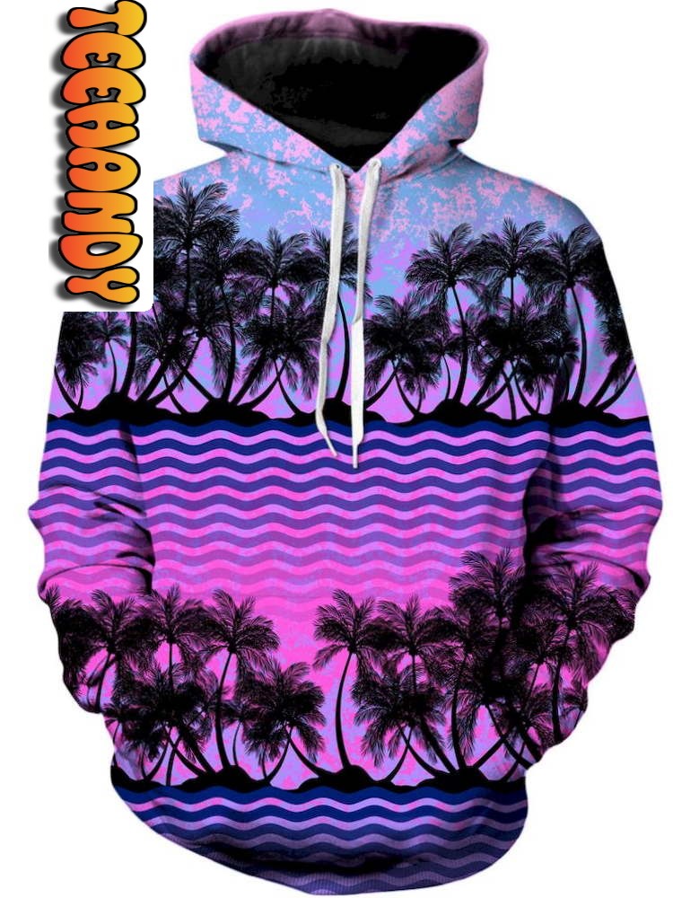 Paradise Palm Trees Unisex All Over Print 3D Hoodie with Tropical Print