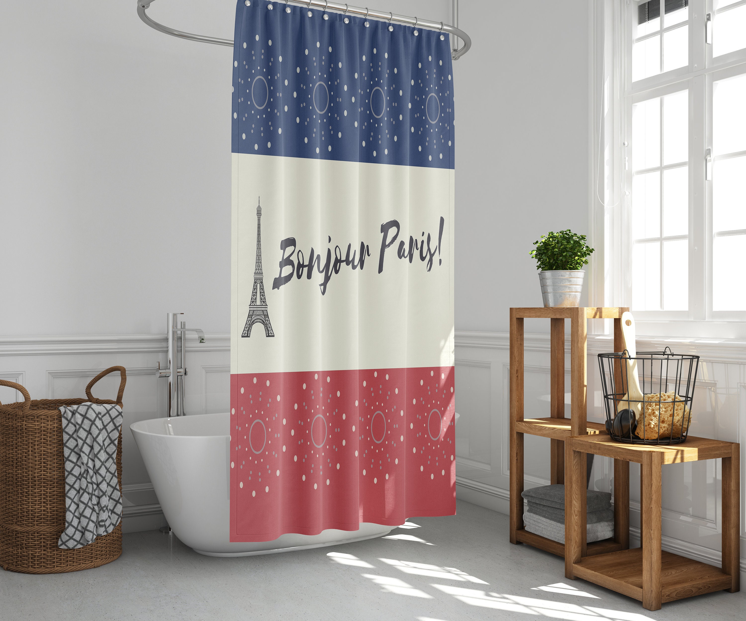 Paris Eiffel Tower Shower Curtain | Landmark Flag Linen | Home Bath Decor | Parisian Theme | House Warming Gift - Image 3