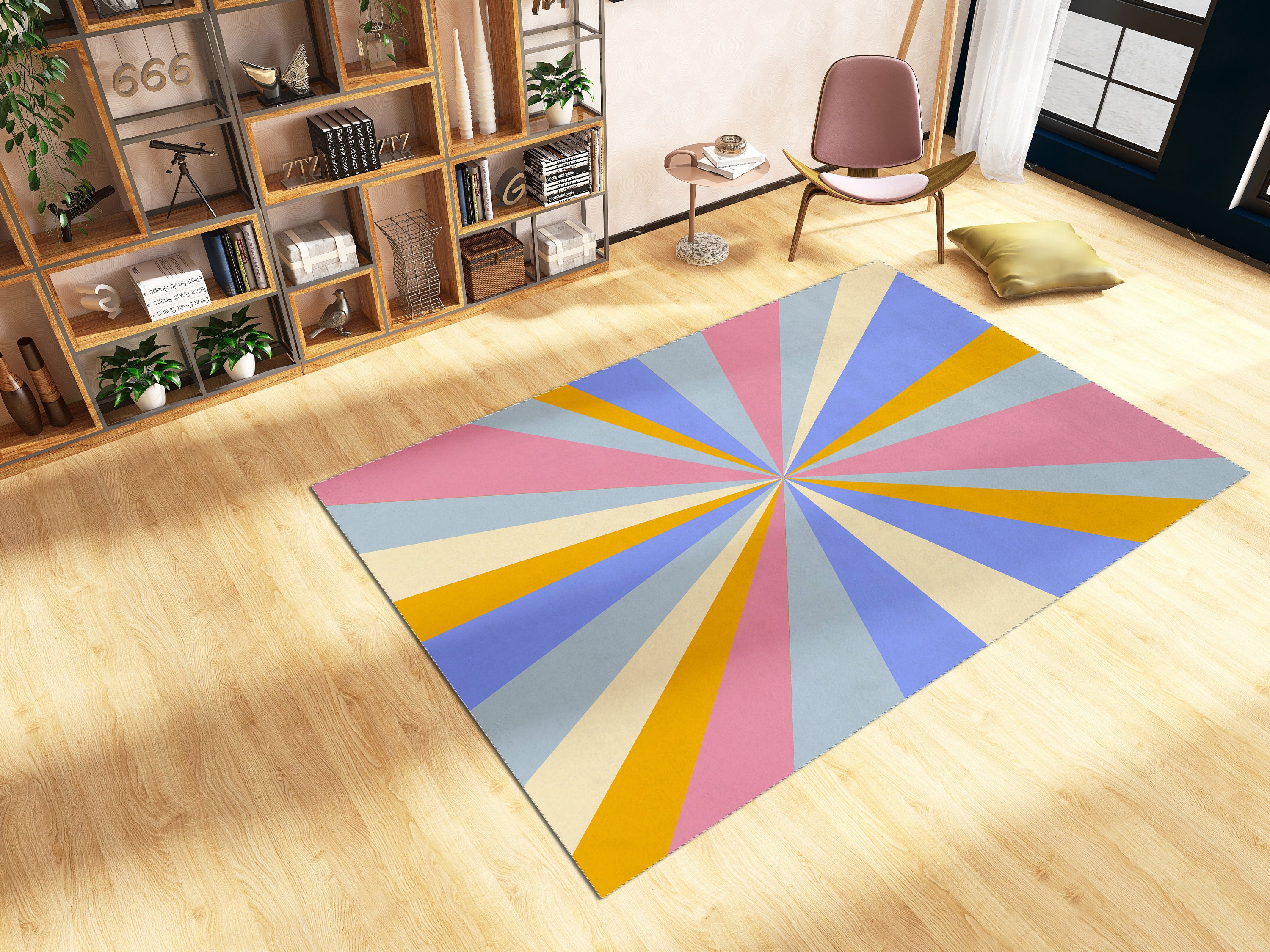 Pastel Groovy 70s Swirl Rug with Customizable Personalization Option for Soft Living Room or Bedroom Decor