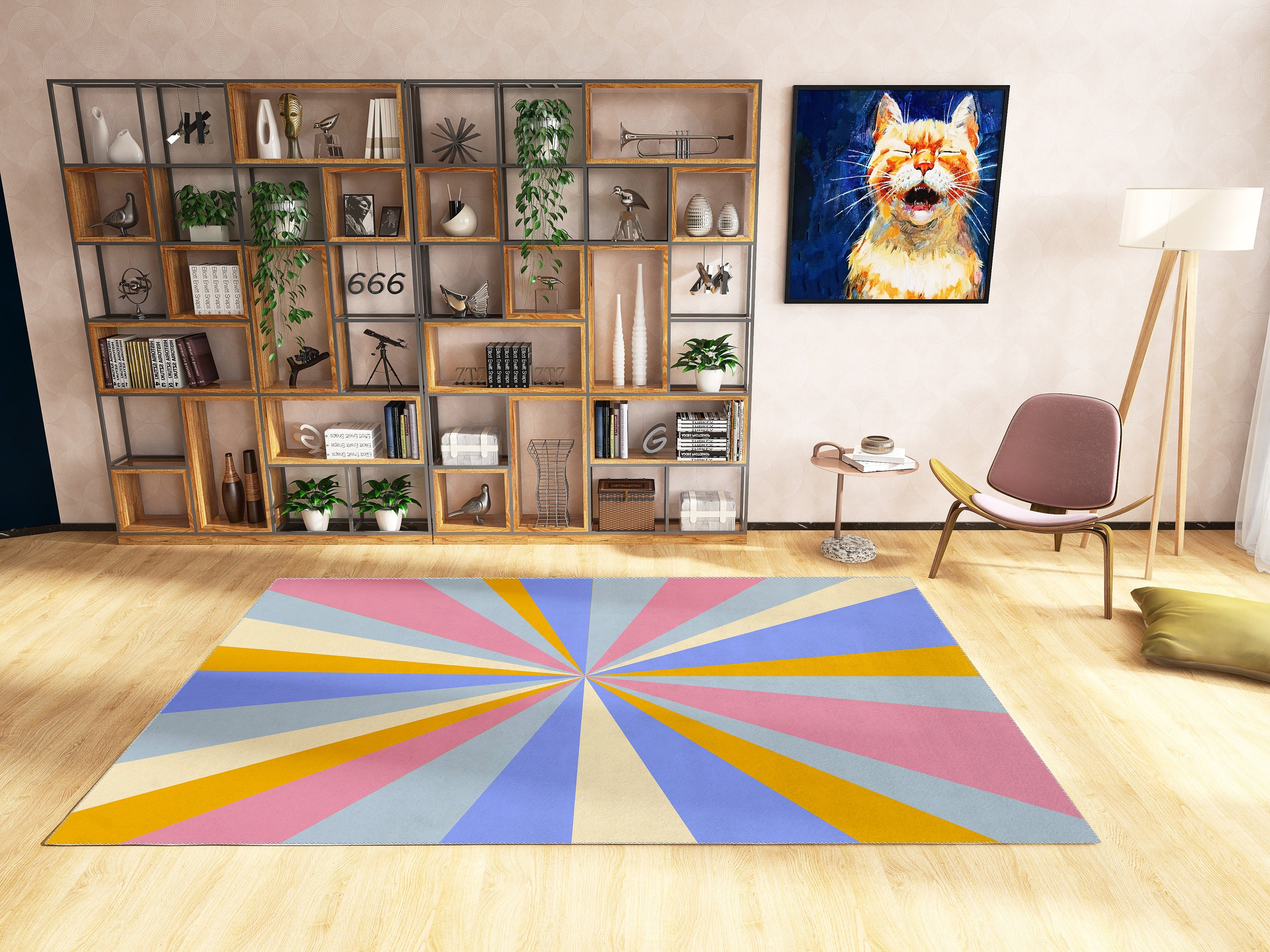 Pastel Groovy 70s Swirl Rug with Customizable Personalization Option for Soft Living Room or Bedroom Decor - Image 2
