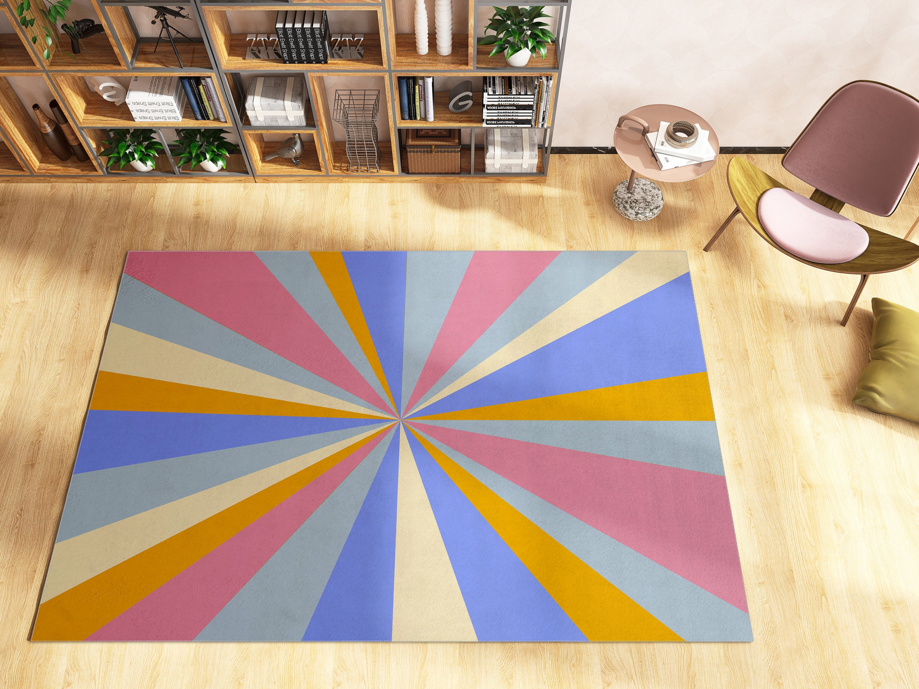Pastel Groovy 70s Swirl Rug with Customizable Personalization Option for Soft Living Room or Bedroom Decor - Image 3