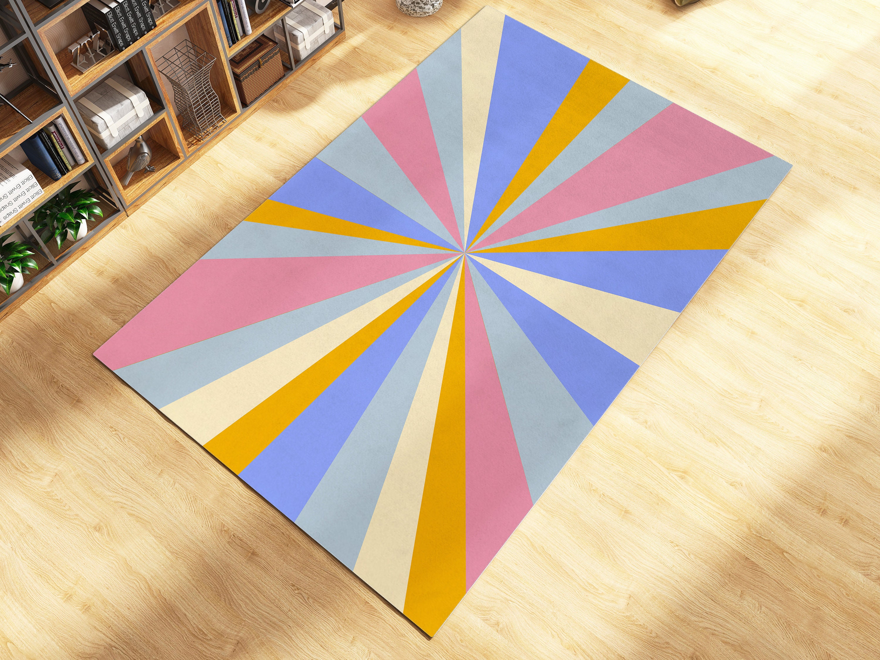 Pastel Groovy 70s Swirl Rug with Customizable Personalization Option for Soft Living Room or Bedroom Decor - Image 4