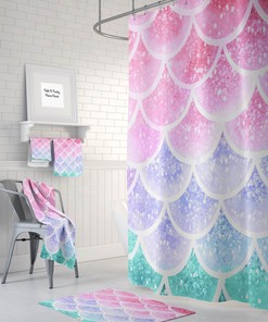 Pastel Mermaid Scale Shower Curtain, Add Softness to Your Bathroom Decor