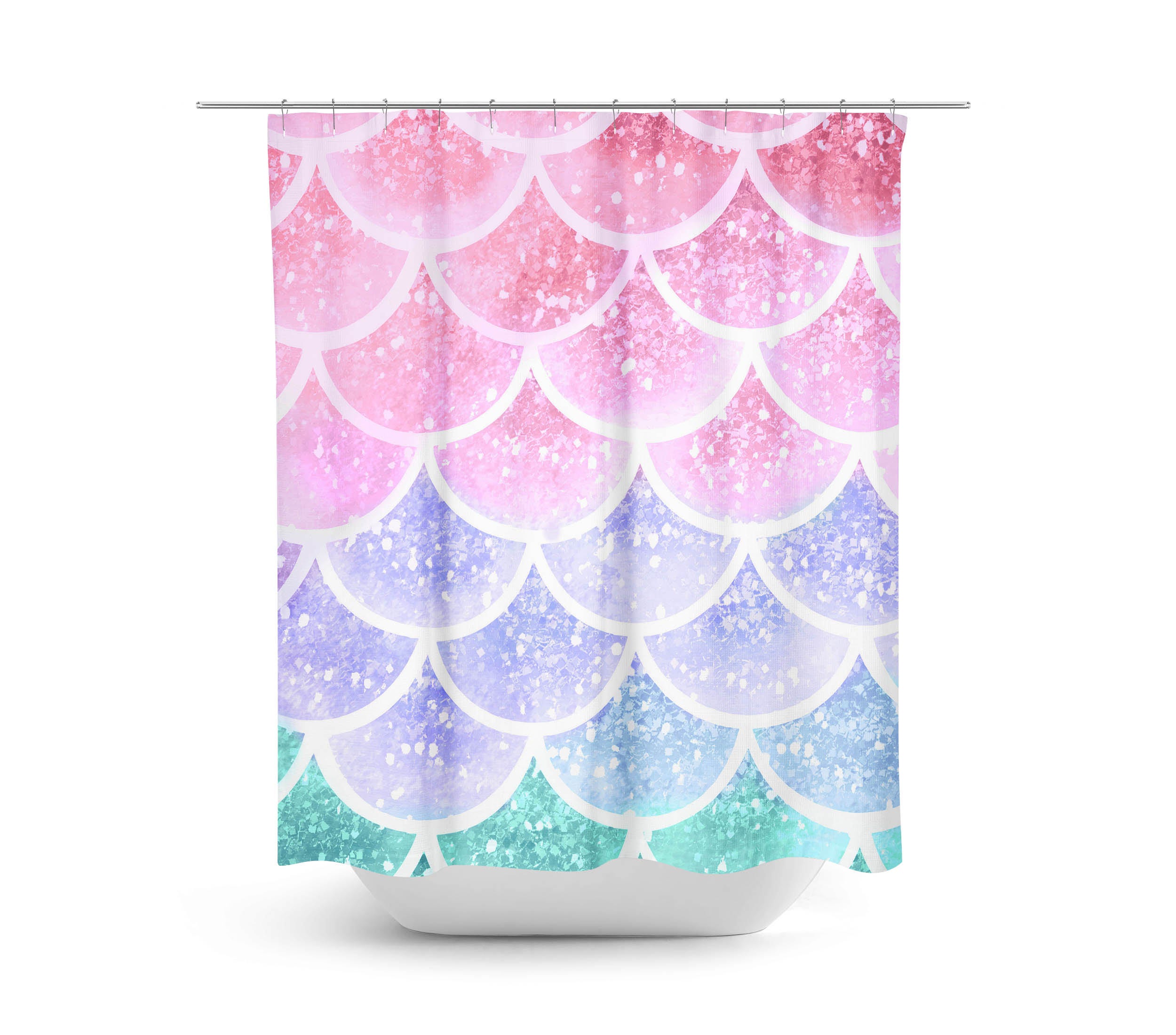 Pastel Mermaid Scale Shower Curtain, Add Softness to Your Bathroom Decor - Image 2