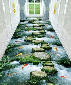 Pastoral Style 3D Illusion Entrance Rug Floral Road Corridor Mat Carpet Indoor Ultra Soft Print Runner Mat