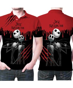 Pay Tribute to Jack Skellington with Nightmare Film Cartoon on All Over Print Polo Shirt