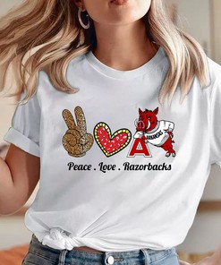 Peace Love Razorback Shirt, Football T-Shirt, Woo Pig Sooie Razorbacks Fan Gift