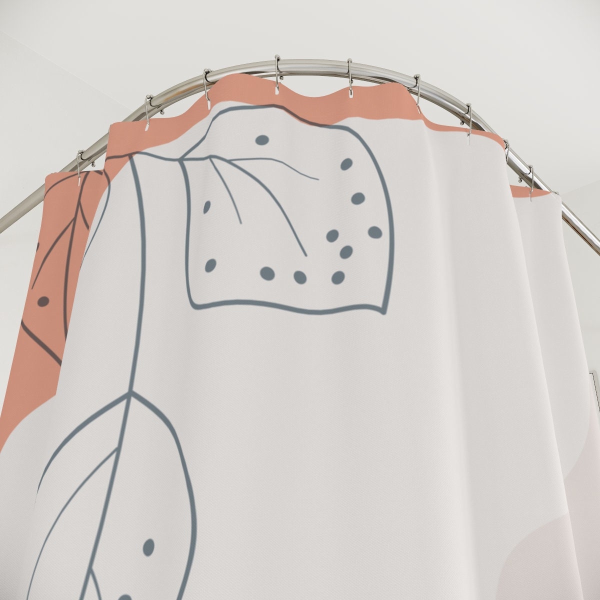 Peaceful Earthy Leaves Shower Curtain | Abstract Art, Neutral Colors, Tropical Contemporary Leaves, Bathroom Curtain - Image 4