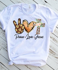 Peaceful Love Sunflower Cross Tee - Jesus Christian T-Shirt