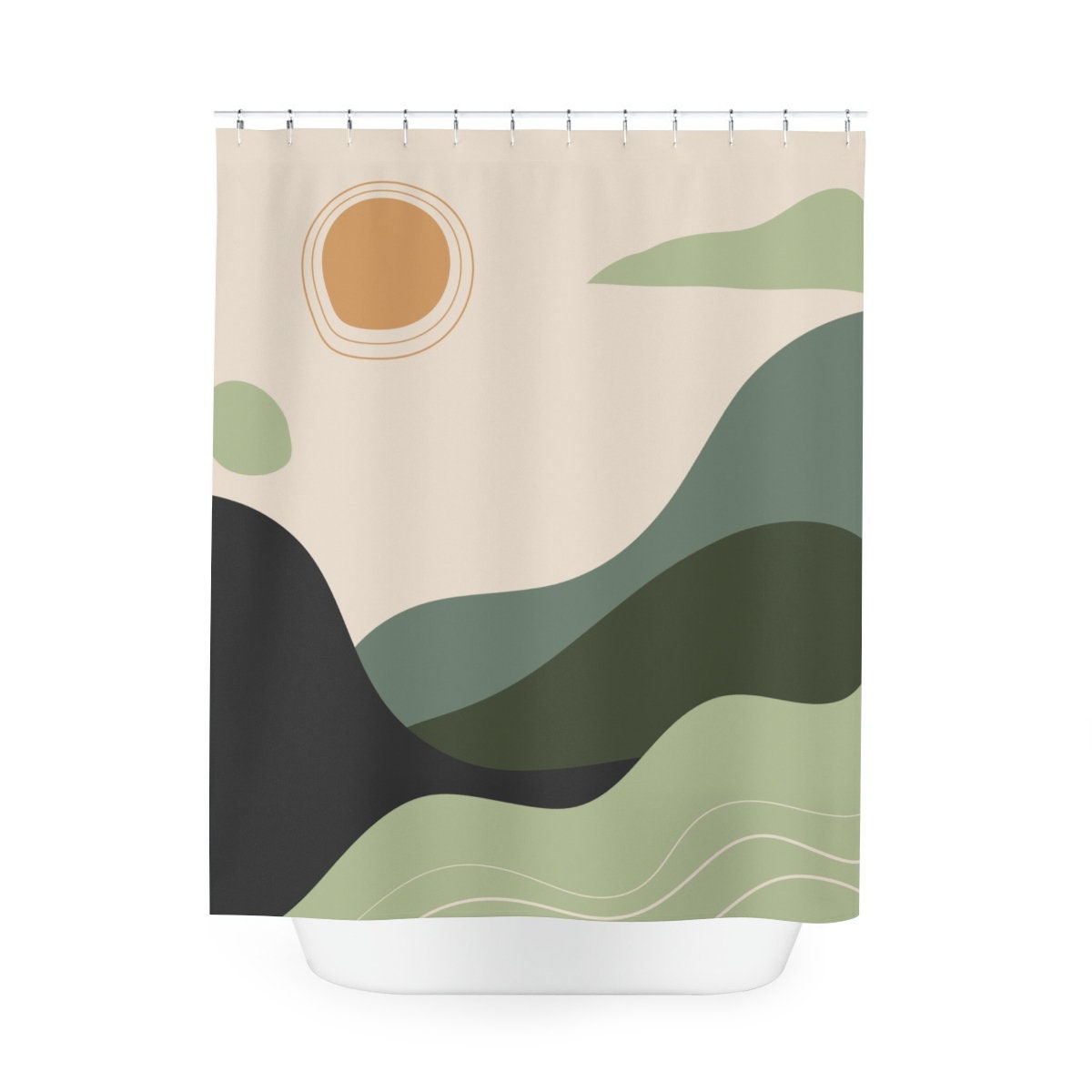 Peaceful Meditation Minimalistic Apartment Shower Curtain Contemporary Art Design + Quotes - Image 4