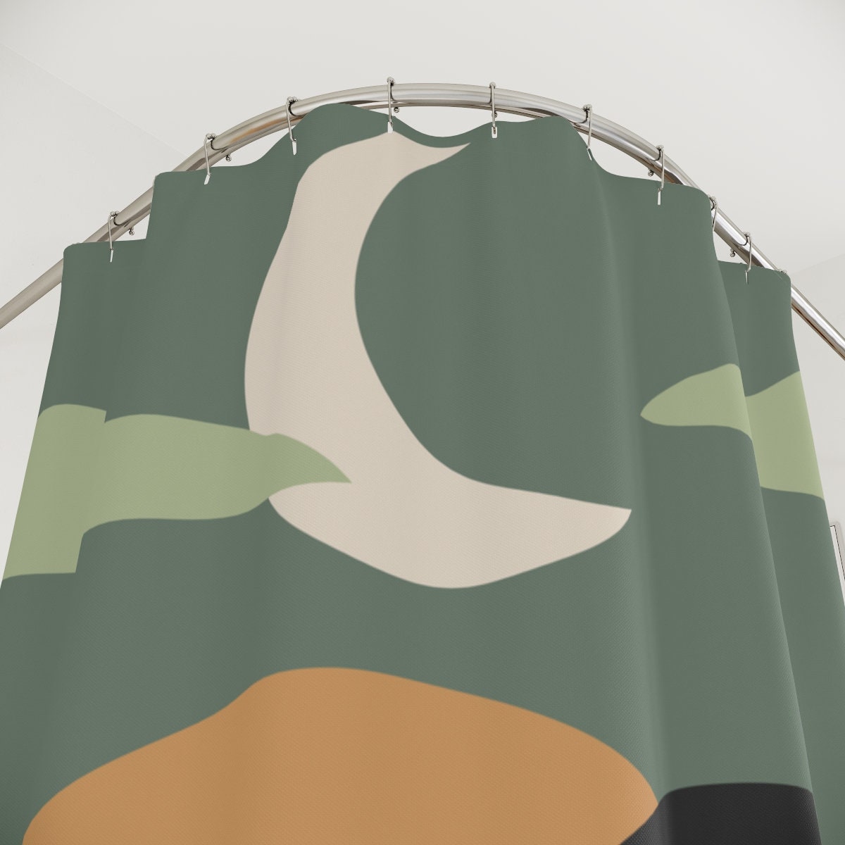 Peaceful Meditation Minimalistic Apartment Shower Curtain | Moon Yoga Warm Natural Colors - Image 3