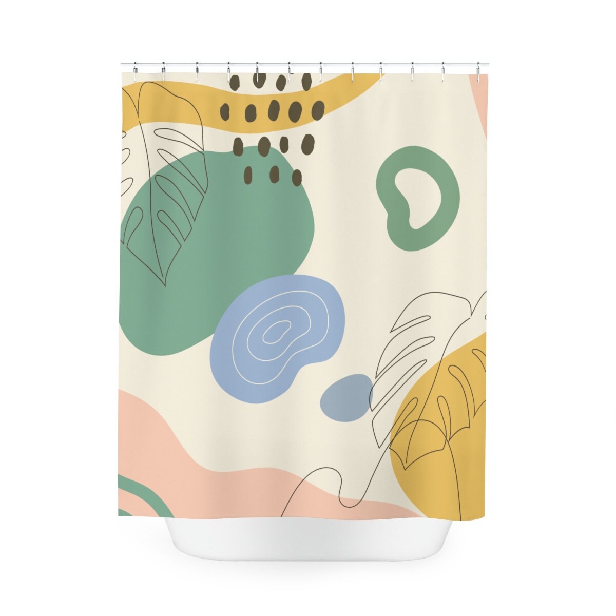 Peaceful & Neutral Warm Earth Colors Boho Abstract Pattern Shower Curtain or Mat, Bathroom Curtain - Image 3