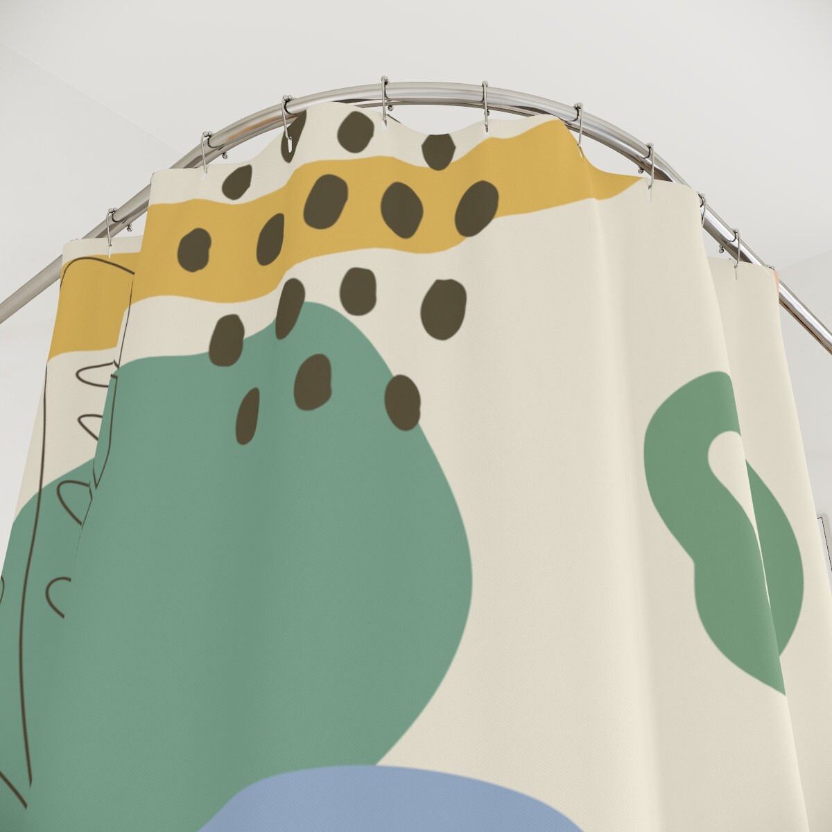 Peaceful & Neutral Warm Earth Colors Boho Abstract Pattern Shower Curtain or Mat, Bathroom Curtain - Image 4