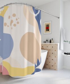 Peaceful and Neutral Warm Earth Colors Boho Abstract Pattern Shower Curtain or Mat, Contemporary Art