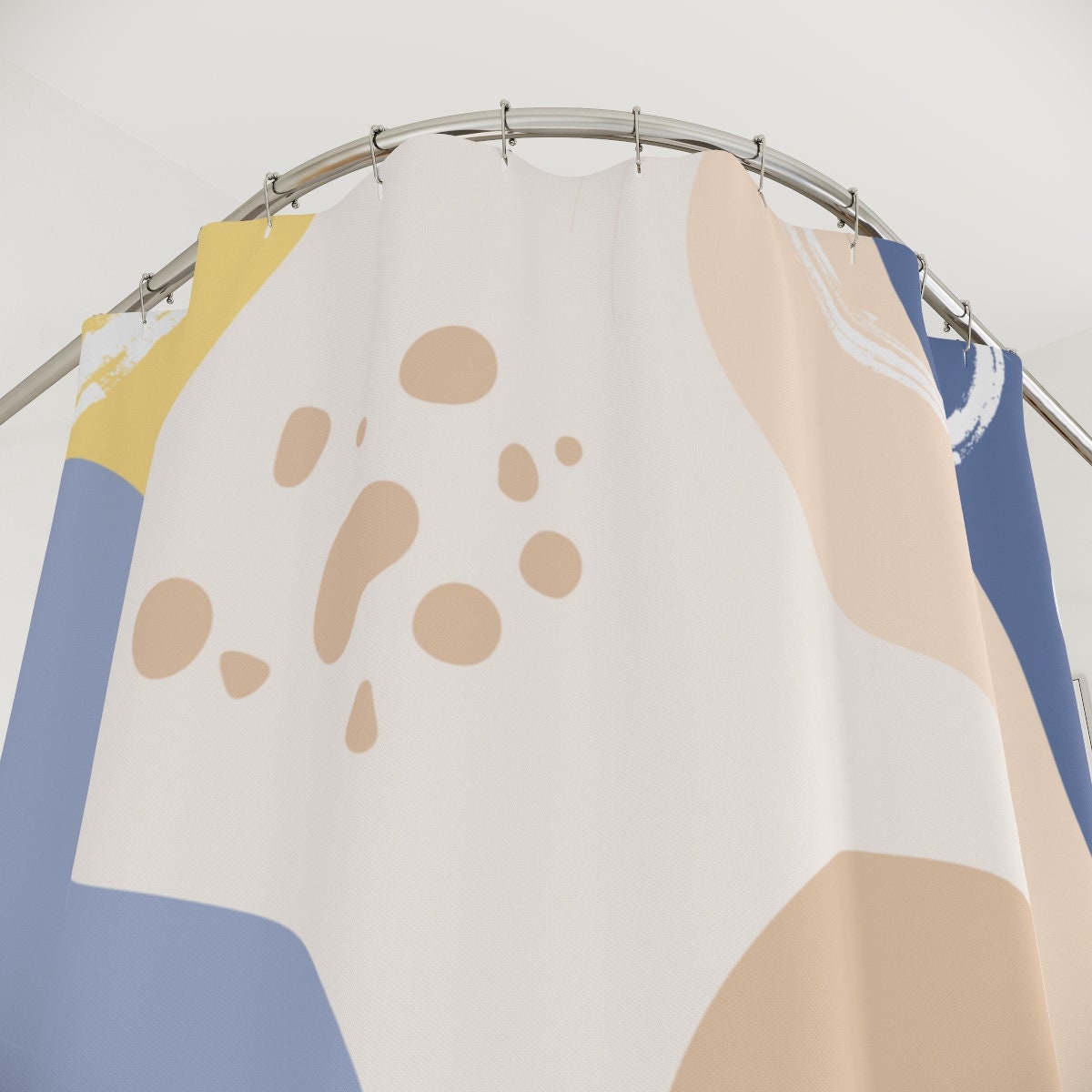 Peaceful and Neutral Warm Earth Colors Boho Abstract Pattern Shower Curtain or Mat, Contemporary Art - Image 4