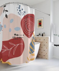Peaceful and Neutral Warm Earth Colors Boho Abstract Pattern Shower Curtain or Mat, Contemporary Art, Bathroom Curtain