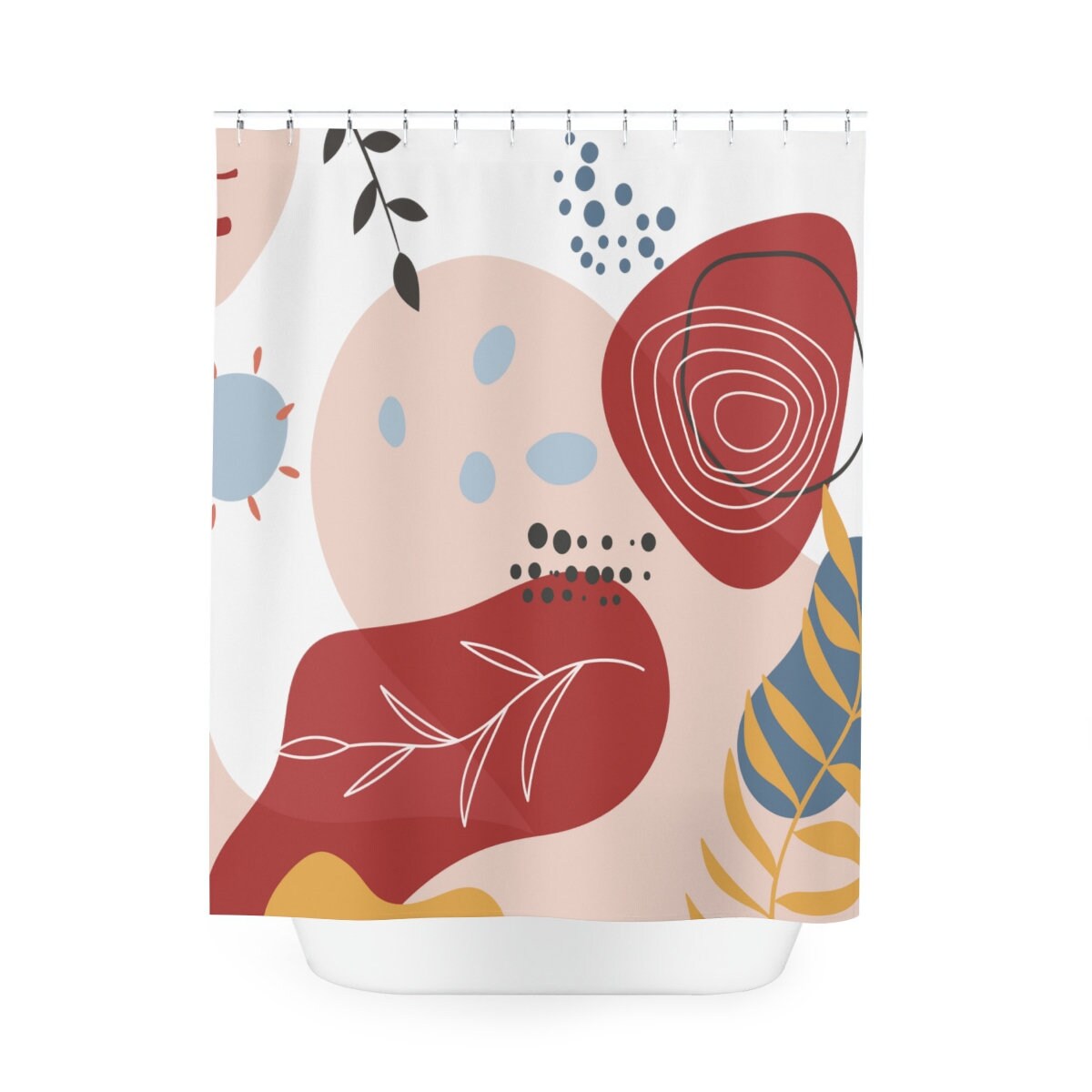 Peaceful and Neutral Warm Earth Colors Boho Abstract Pattern Shower Curtain or Mat, Contemporary Art, Bathroom Curtain - Image 3