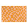 Peachy Pastel Checkered Retro Rug with Non-Slip Floor Mat for Soft Living Room or Kids Room Decor
