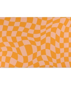 Peachy Pastel Checkered Retro Rug with Non-Slip Floor Mat for Soft Living Room or Kids Room Decor