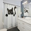 Peeking Cat Shower Curtain, Retro Funny Design, Cute Kitten Bathroom Curtain, Mid-century Modern Cat Lover