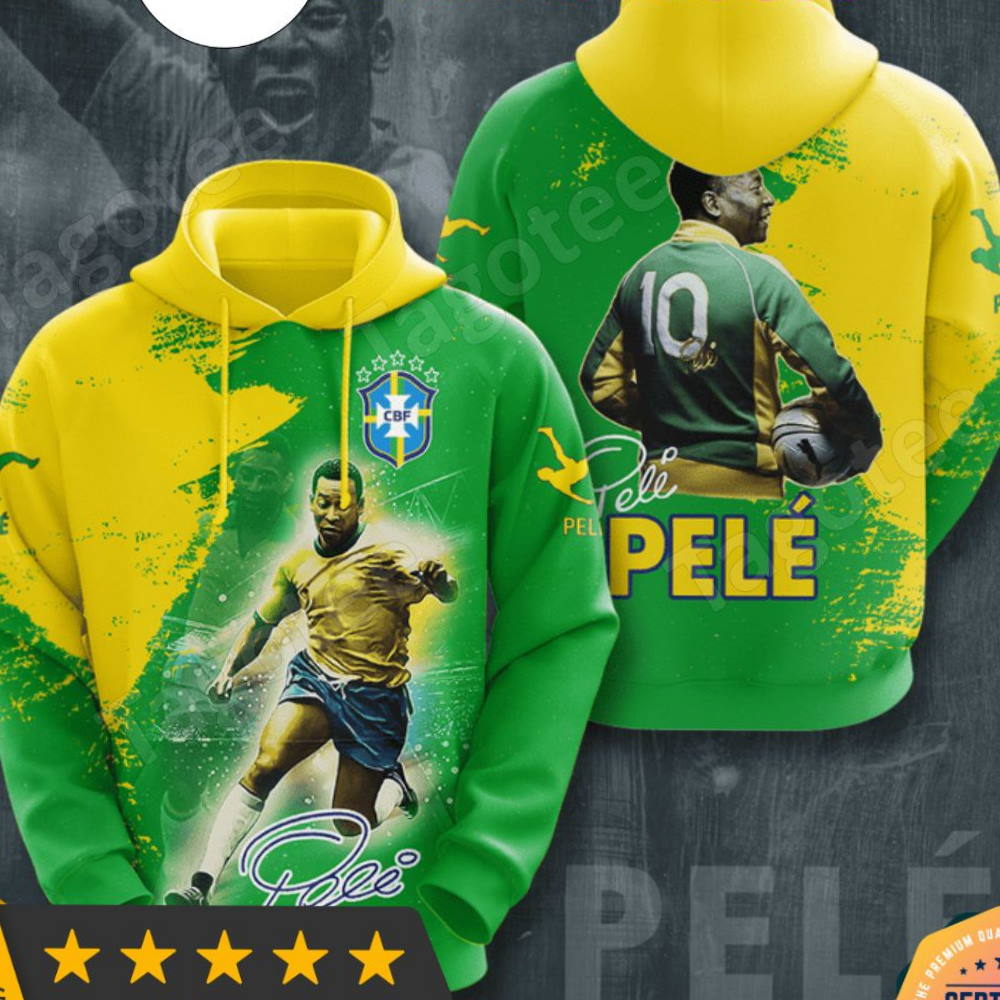 Pelé Legend Of Football Signature All Over Print 3D Hoodie with Pelé Quote