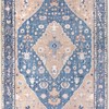 Persian Distressed Area Rug in Midblue/Pink Tint with Non-Slip Floor Carpet for Kitchen, Living Room or Laundry Room