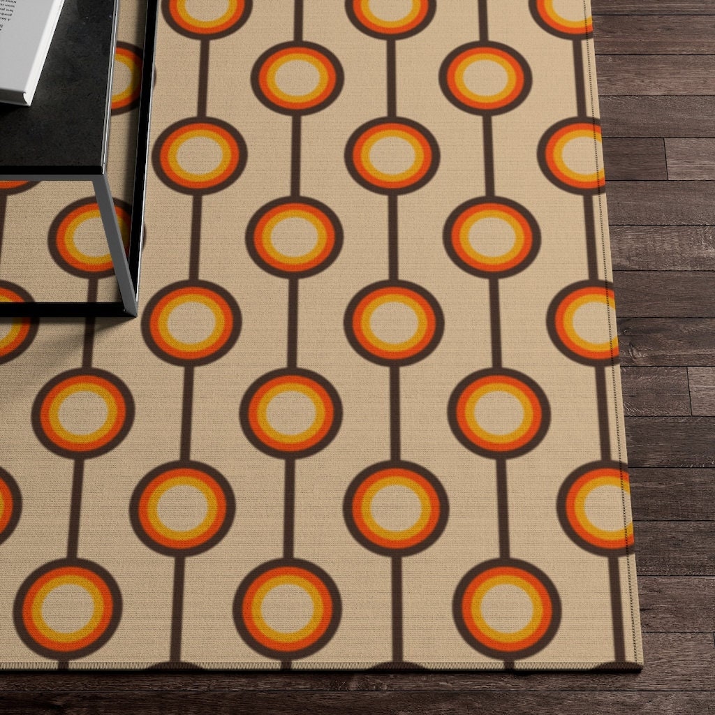 Personaliseerbaar Retro Tapijt voor Slaapkamer en Woonkamer: Boho 70s Decor with Vintage 70s Area Rug - Image 2