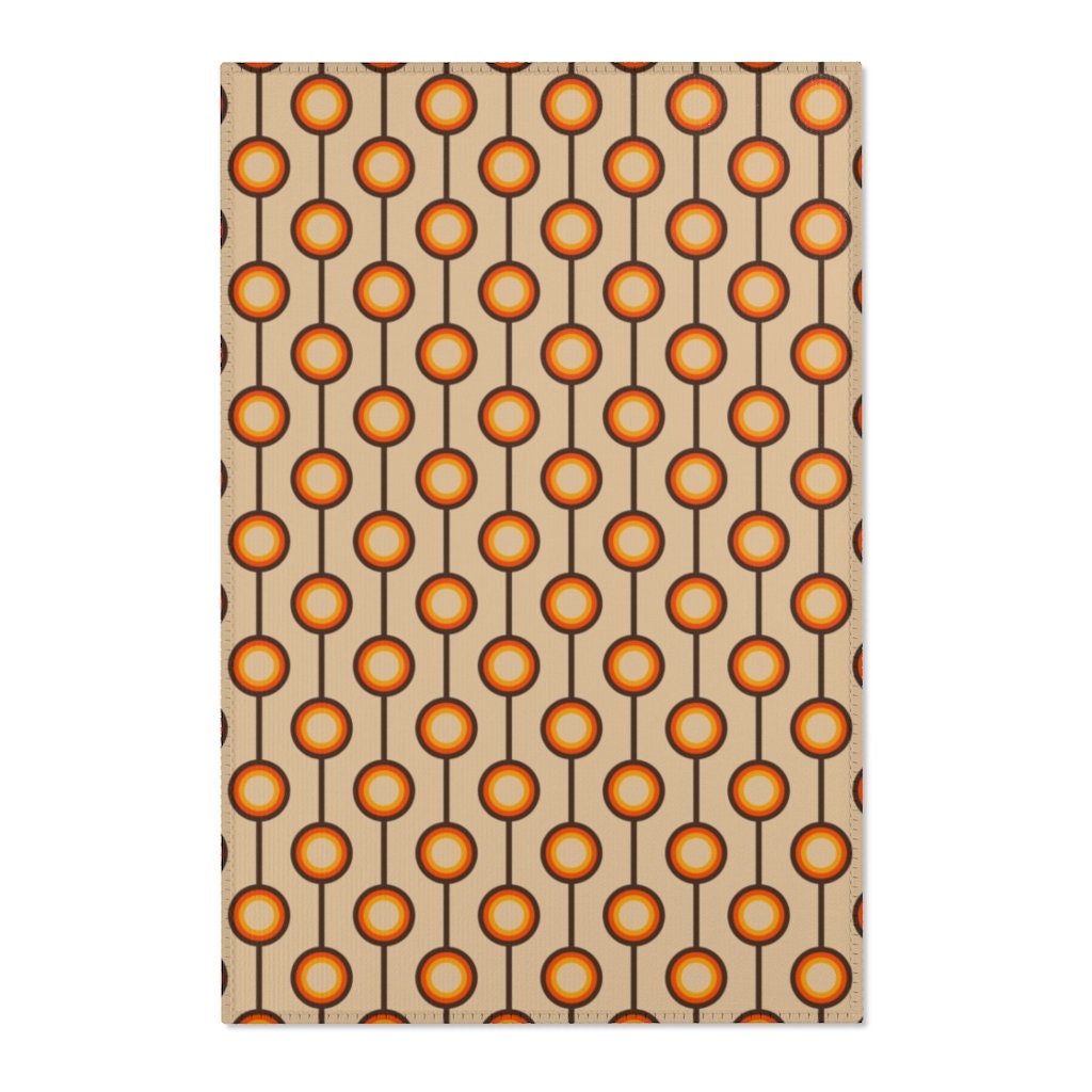 Personaliseerbaar Retro Tapijt voor Slaapkamer en Woonkamer: Boho 70s Decor with Vintage 70s Area Rug - Image 3