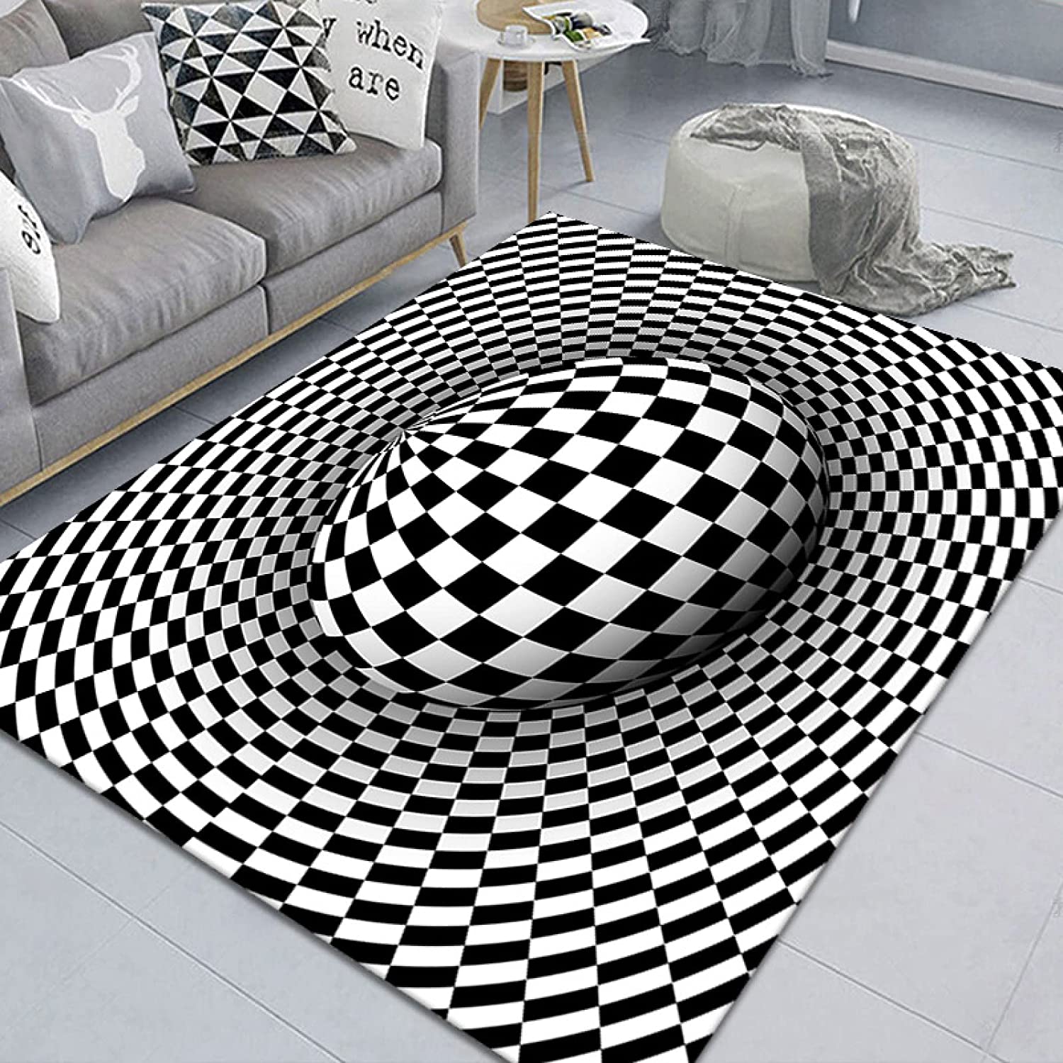 Personalizable Home Decor Area Rug with Vortex Illusion Design: A Stylish and Practical Rug for Your Living Room