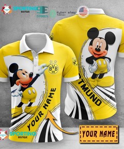 Personalize Your Borussia Dortmund Polo Shirt with Your Name and Yellow Mickey Mouse.