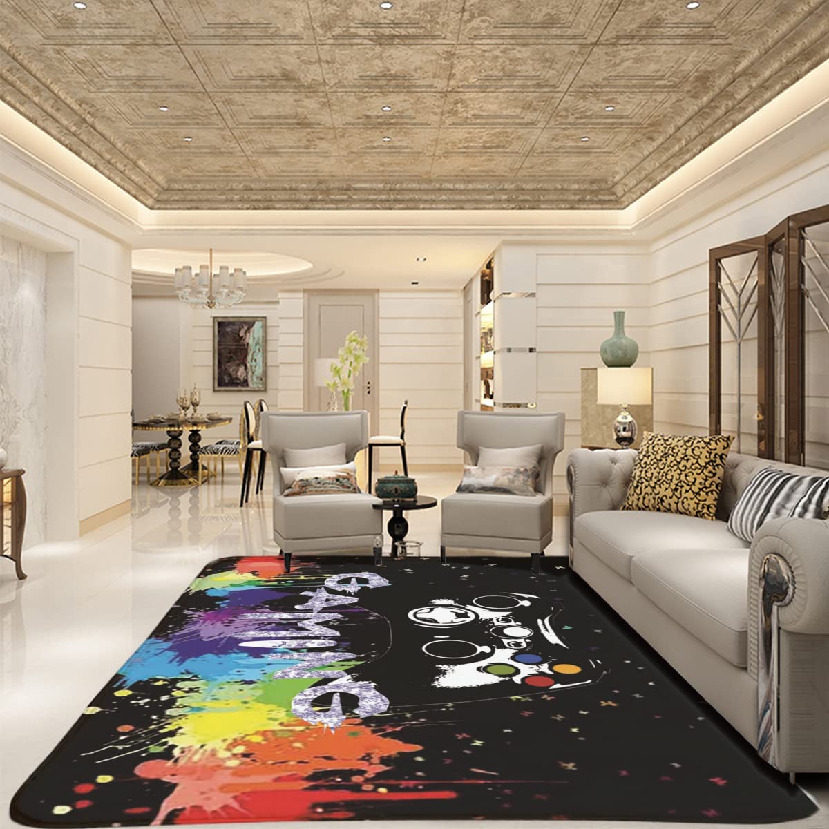 Personalize Your Game Room with Large 3D Gamer Carpets - Non-Slip Game Area Rugs, Printed Living Room Mat - Image 3