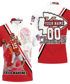 Personalized 3D All Over Print Polo Shirt featuring Patrick Mahomes Kansas City Chiefs design.