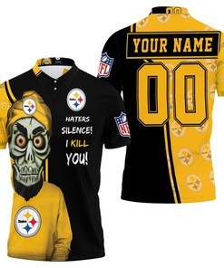 Personalized 3D All Over Print Polo Shirt with the Message Haters Silence for Pittsburgh Steelers Fans