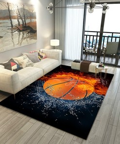 Personalized 3D Basketball Indoor Area Rug for Boys' Bedroom and Bathroom Decor