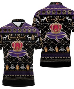 Personalized 3D Crown Royal Whisky Polo Shirt with Ugly Christmas Pattern and Breathable Fabric