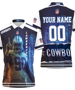 Personalized 3D Dallas Cowboys Demarcus Lawrence 90 Polo Shirt with All Over Print and Breathable Fabric