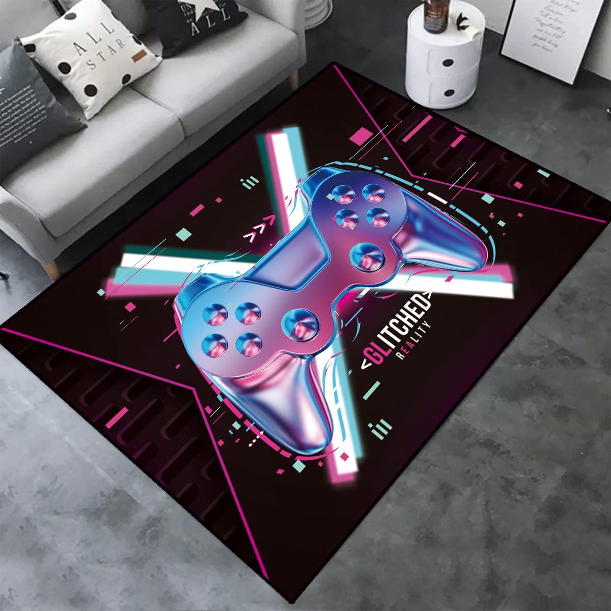 Personalized 3D Gamer Area Rug - Non-Slip Polyester Mat for Game-Loving Home Decor