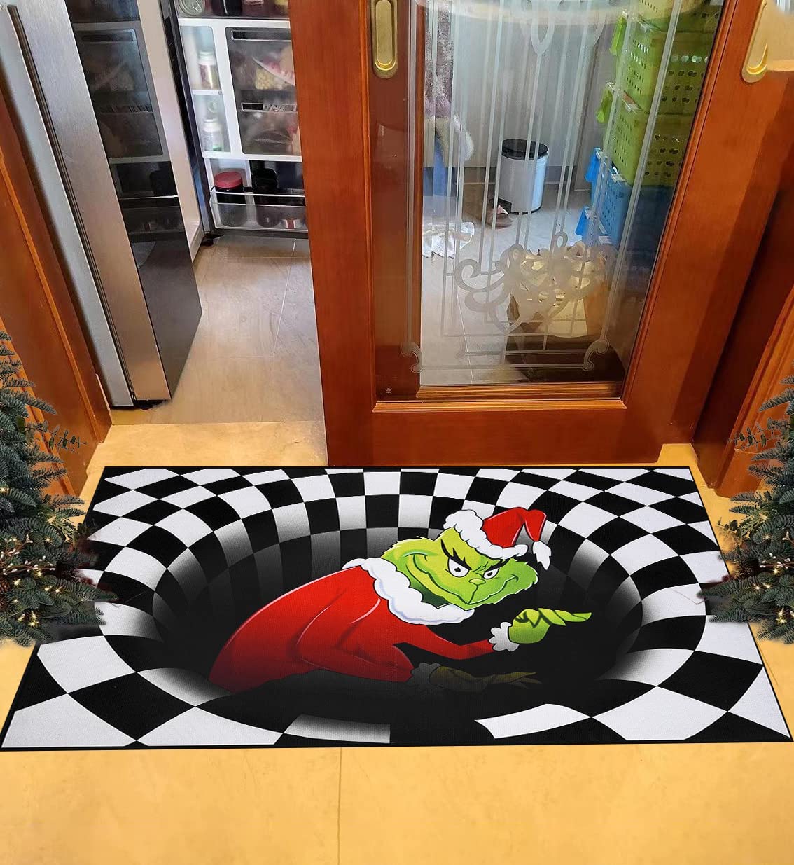 Personalized 3D Illusion Christmas PartyRug, Modern and Sleek Non-Slip Mat for Home