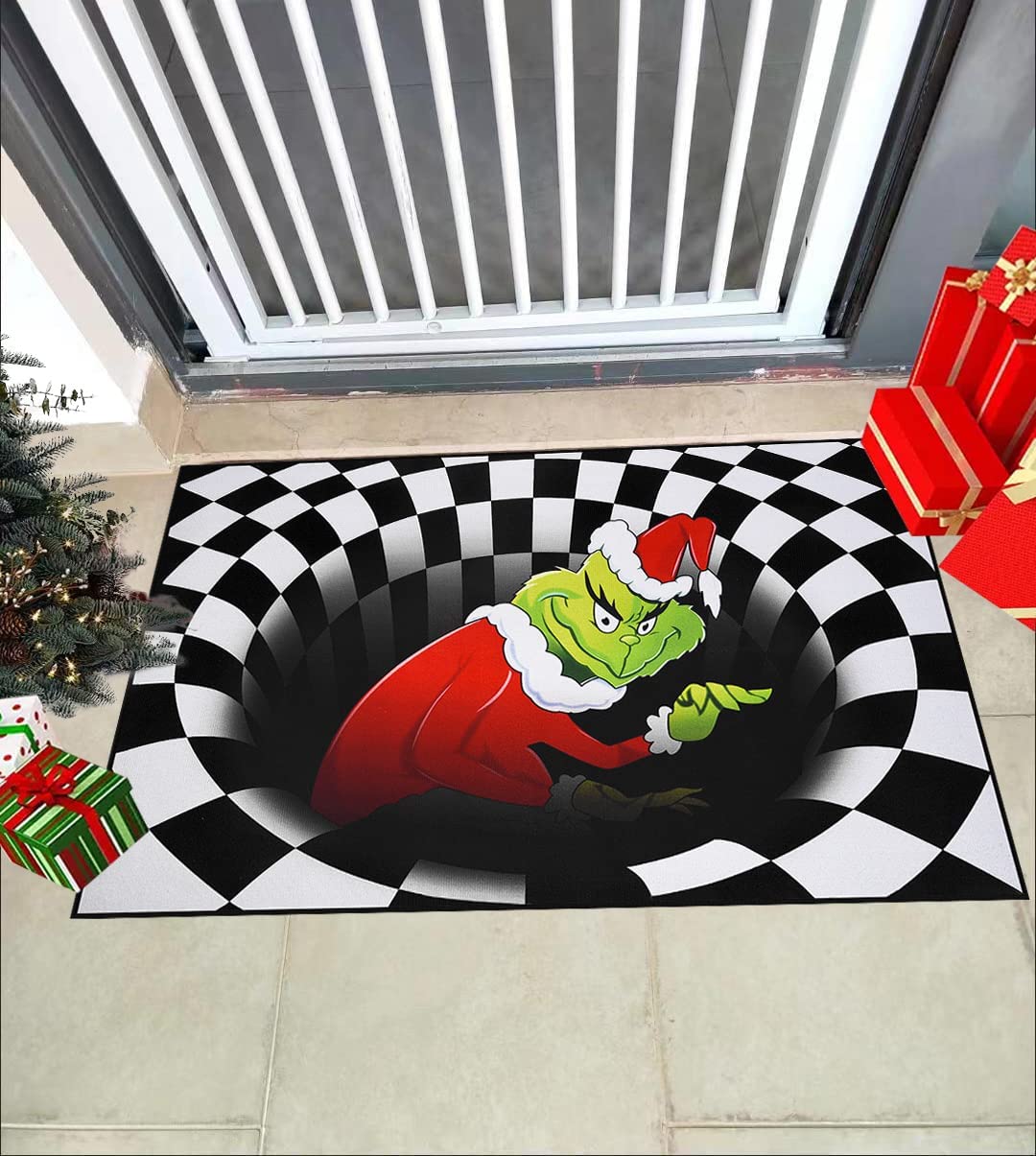 Personalized 3D Illusion Christmas PartyRug, Modern and Sleek Non-Slip Mat for Home - Image 3