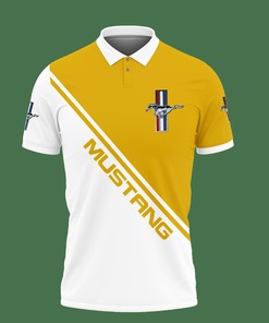 Personalized 3D Printed Ford Mustang An-Ht Polo Shirt (Yellow) for Men