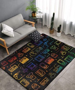 Personalized 3D Printed Gamer Rug for Boys' Bedroom: Large Gaming Area Carpet with Gamepad Design