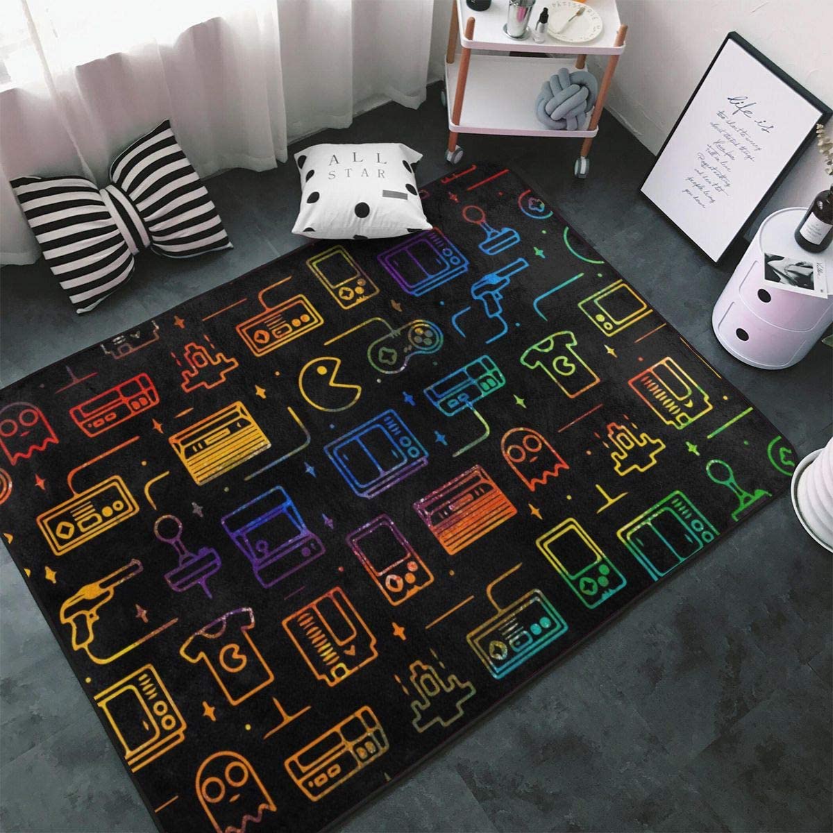Personalized 3D Printed Gamer Rug for Boys' Bedroom: Large Gaming Area Carpet with Gamepad Design - Image 2
