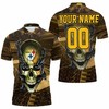 Personalized All Over Print Polo Shirt Featuring the Steelers Fans Skull Chain for Pittsburgh Steelers Enthusiasts